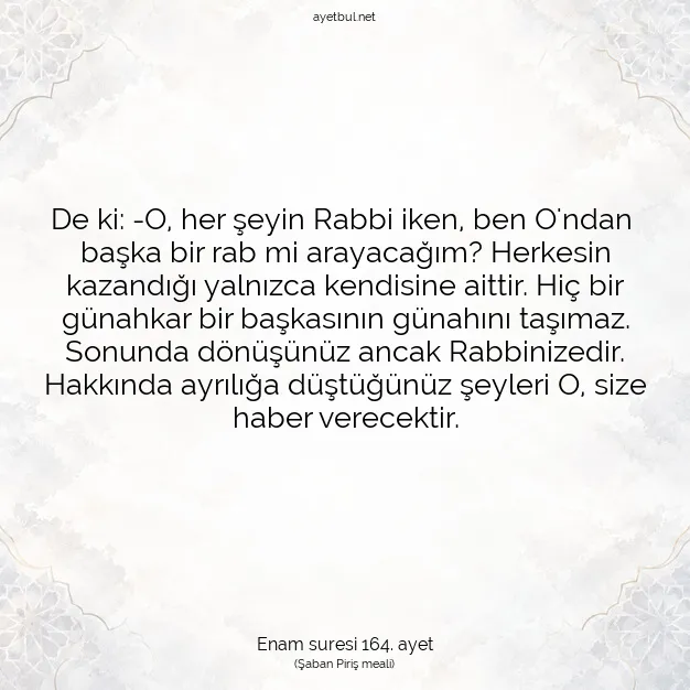 Ayetbul | Kuran Mealleri | Quran | Enam suresi 164. ayet