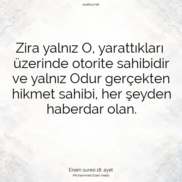 Ayetbul | Kuran Mealleri | Quran | Enam suresi 18. ayet