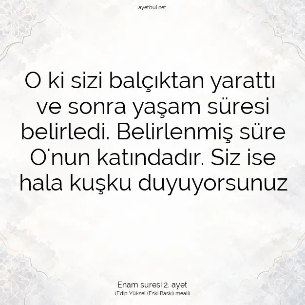 Ayetbul | Kuran Mealleri | Quran | Enam suresi 2. ayet