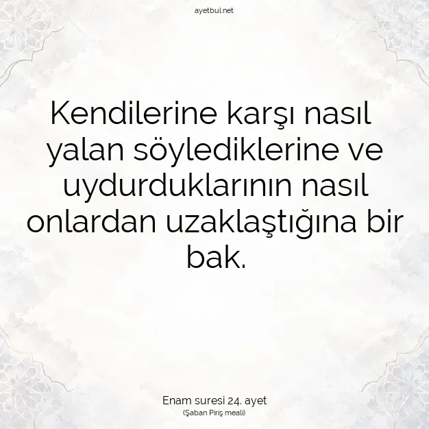 Ayetbul | Kuran Mealleri | Quran | Enam suresi 24. ayet