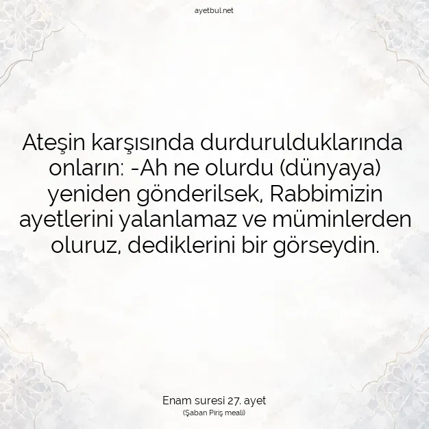 Ayetbul | Kuran Mealleri | Quran | Enam suresi 27. ayet