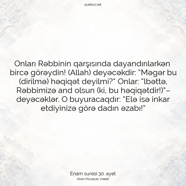 Ayetbul | Kuran Mealleri | Quran | Enam suresi 30. ayet