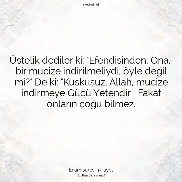 Ayetbul | Kuran Mealleri | Quran | Enam suresi 37. ayet