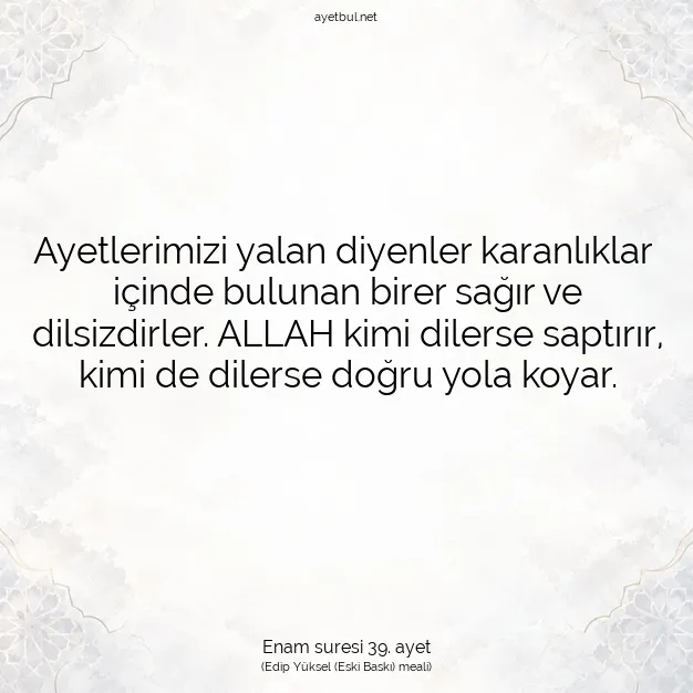 Ayetbul | Kuran Mealleri | Quran | Enam suresi 39. ayet