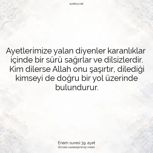 Ayetbul | Kuran Mealleri | Quran | Enam suresi 39. ayet