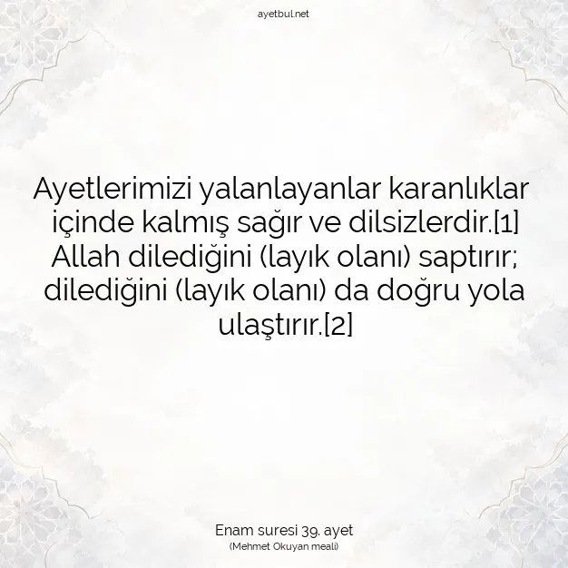Ayetbul | Kuran Mealleri | Quran | Enam suresi 39. ayet