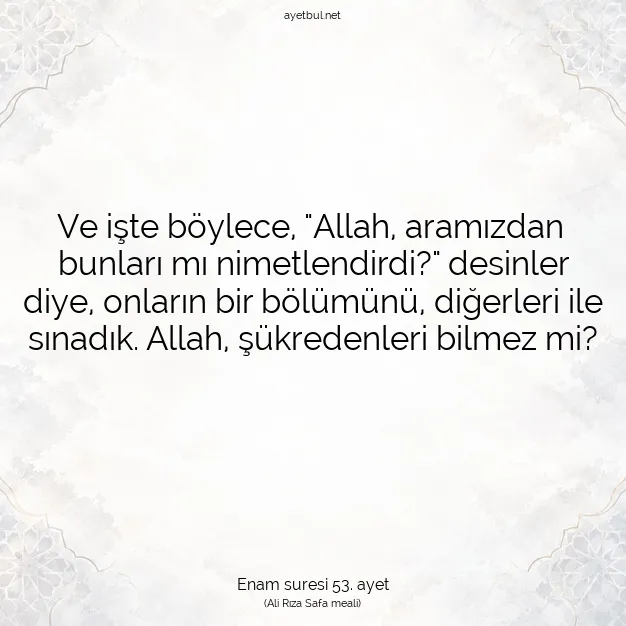 Ayetbul | Kuran Mealleri | Quran | Enam suresi 53. ayet