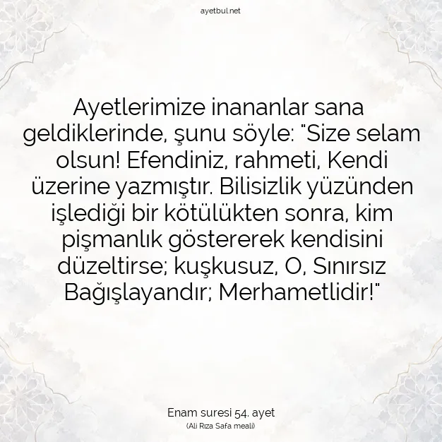 Ayetbul | Kuran Mealleri | Quran | Enam suresi 54. ayet