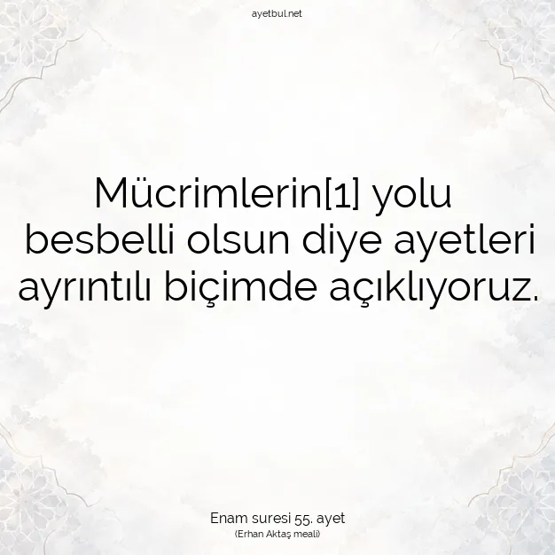 Ayetbul | Kuran Mealleri | Quran | Enam suresi 55. ayet