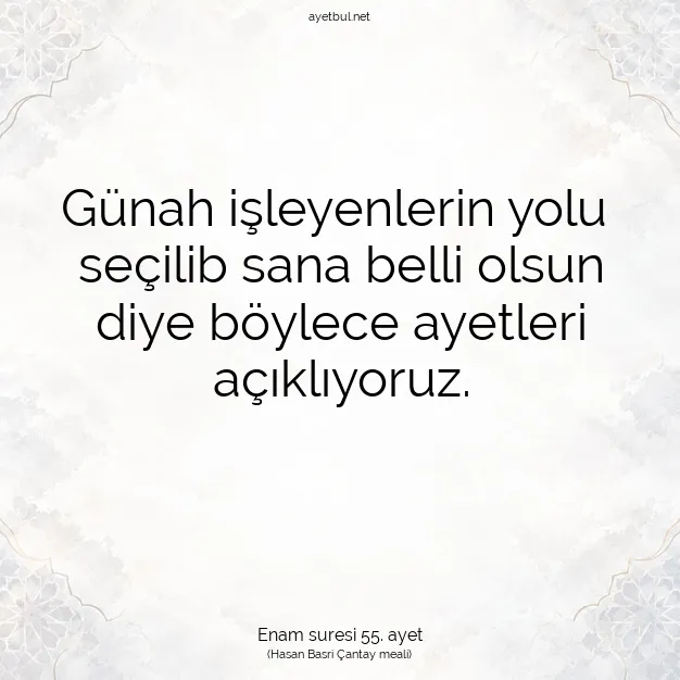Ayetbul | Kuran Mealleri | Quran | Enam suresi 55. ayet