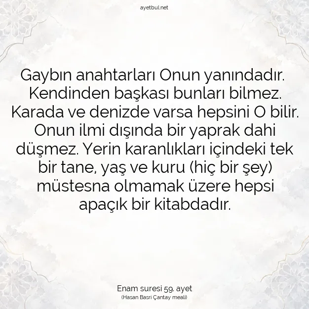 Ayetbul | Kuran Mealleri | Quran | Enam suresi 59. ayet