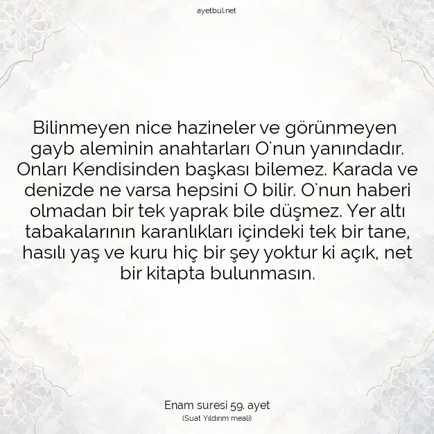 Ayetbul | Kuran Mealleri | Quran | Enam suresi 59. ayet