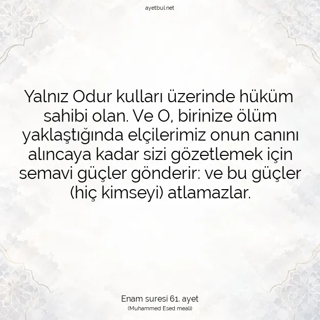Ayetbul | Kuran Mealleri | Quran | Enam suresi 61. ayet