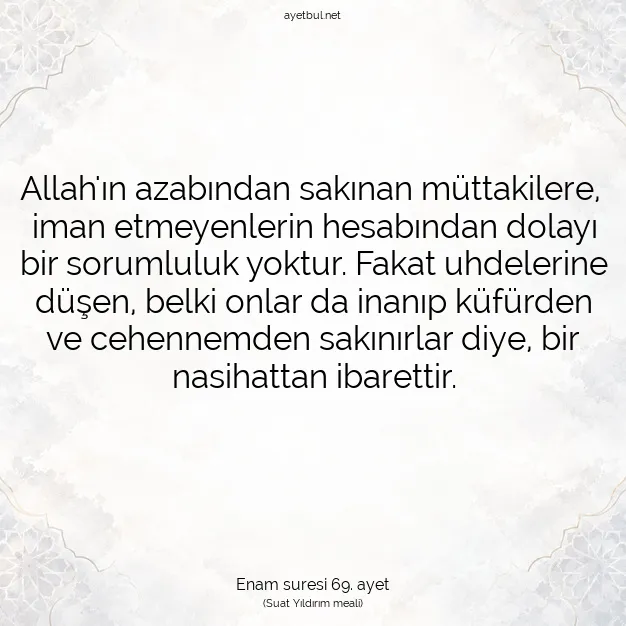 Ayetbul | Kuran Mealleri | Quran | Enam suresi 69. ayet