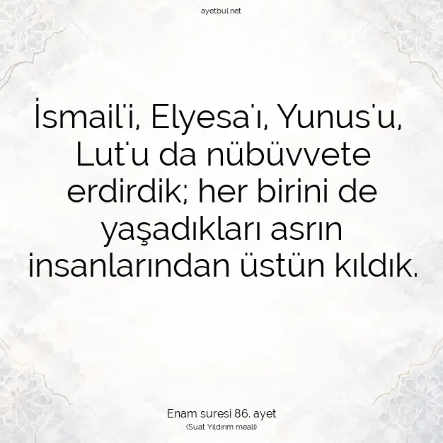 Ayetbul | Kuran Mealleri | Quran | Enam suresi 86. ayet