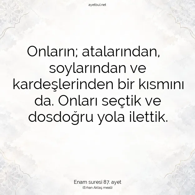 Ayetbul | Kuran Mealleri | Quran | Enam suresi 87. ayet