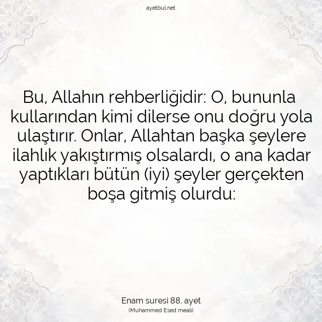 Ayetbul | Kuran Mealleri | Quran | Enam suresi 88. ayet