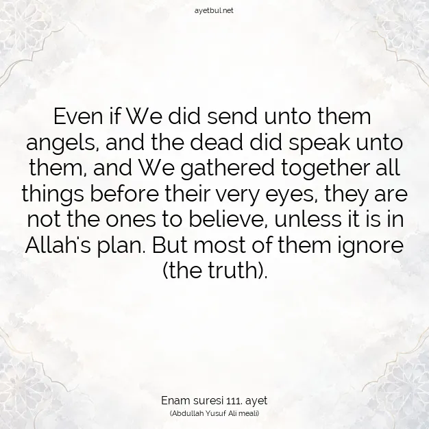 Ayetbul | Kuran Mealleri | Quran | Enam suresi 111. ayet