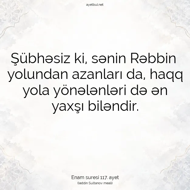 Ayetbul | Kuran Mealleri | Quran | Enam suresi 117. ayet