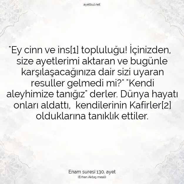 Ayetbul | Kuran Mealleri | Quran | Enam suresi 130. ayet