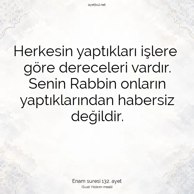 Ayetbul | Kuran Mealleri | Quran | Enam suresi 132. ayet