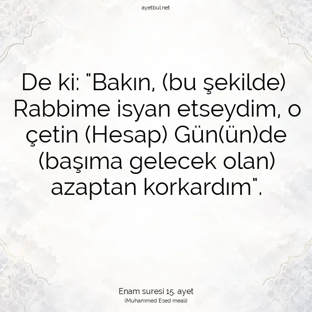Ayetbul | Kuran Mealleri | Quran | Enam suresi 15. ayet
