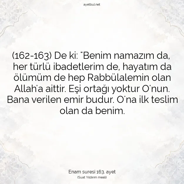 Ayetbul | Kuran Mealleri | Quran | Enam suresi 163. ayet
