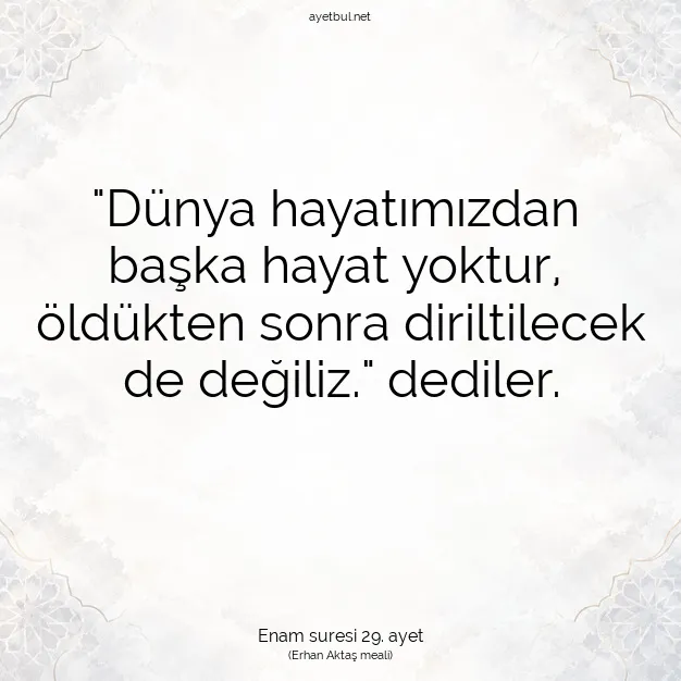 Ayetbul | Kuran Mealleri | Quran | Enam suresi 29. ayet