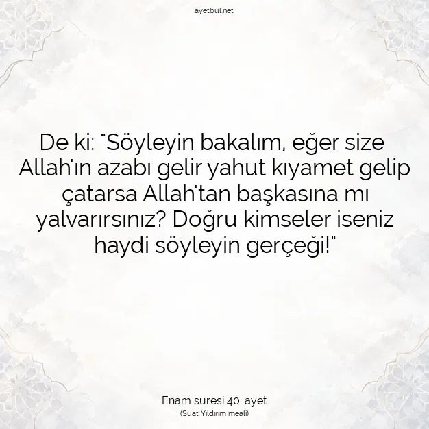 Ayetbul | Kuran Mealleri | Quran | Enam suresi 40. ayet