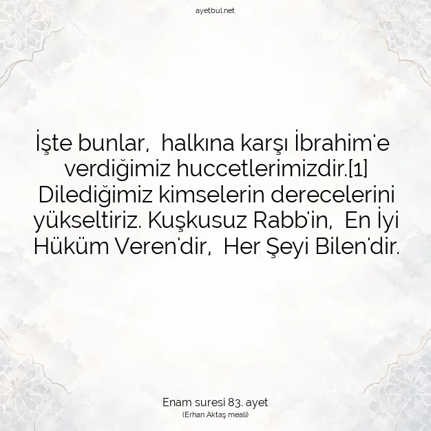 Ayetbul | Kuran Mealleri | Quran | Enam suresi 83. ayet