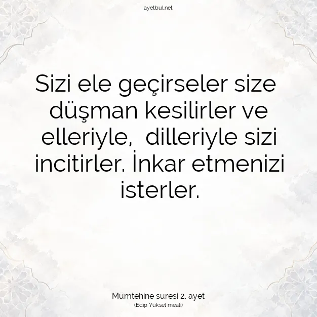 Ayetbul | Kuran Mealleri | Quran | Mümtehine suresi 2. ayet
