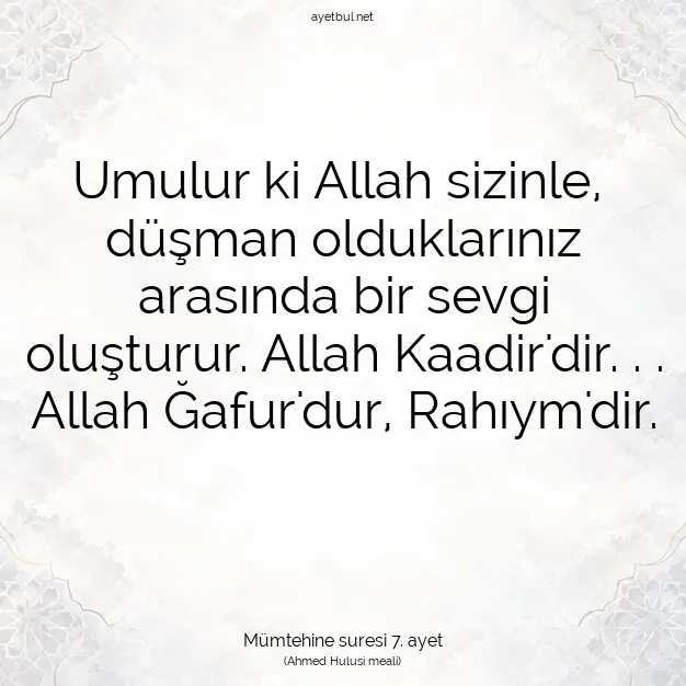 Ayetbul | Kuran Mealleri | Quran | Mümtehine suresi 7. ayet