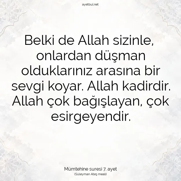 Ayetbul | Kuran Mealleri | Quran | Mümtehine suresi 7. ayet