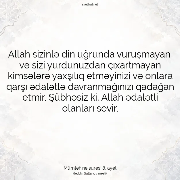 Ayetbul | Kuran Mealleri | Quran | Mümtehine suresi 8. ayet