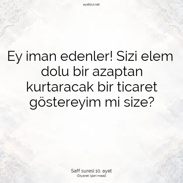 Ayetbul | Kuran Mealleri | Quran | Saff suresi 10. ayet