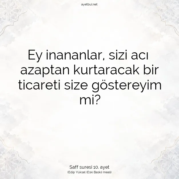 Ayetbul | Kuran Mealleri | Quran | Saff suresi 10. ayet