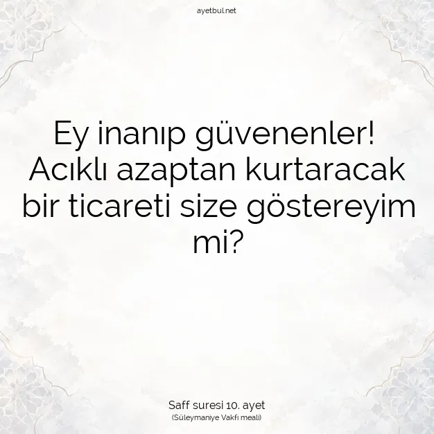 Ayetbul | Kuran Mealleri | Quran | Saff suresi 10. ayet