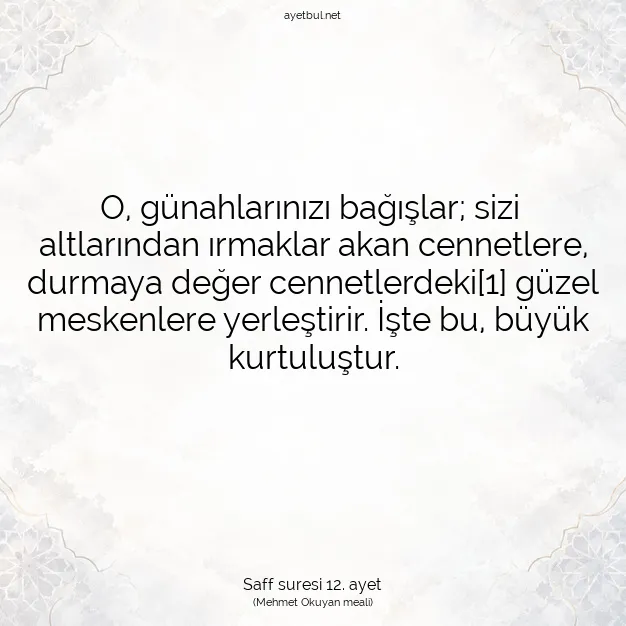 Ayetbul | Kuran Mealleri | Quran | Saff suresi 12. ayet