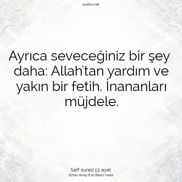 Ayetbul | Kuran Mealleri | Quran | Saff suresi 13. ayet