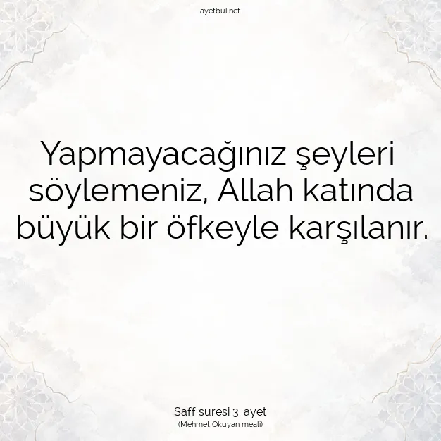 Ayetbul | Kuran Mealleri | Quran | Saff suresi 3. ayet