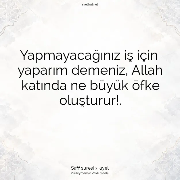 Ayetbul | Kuran Mealleri | Quran | Saff suresi 3. ayet