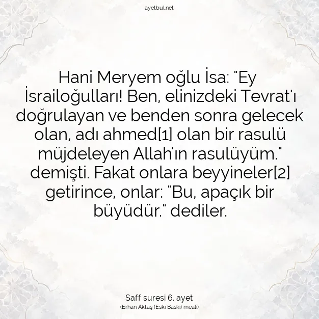 Ayetbul | Kuran Mealleri | Quran | Saff suresi 6. ayet