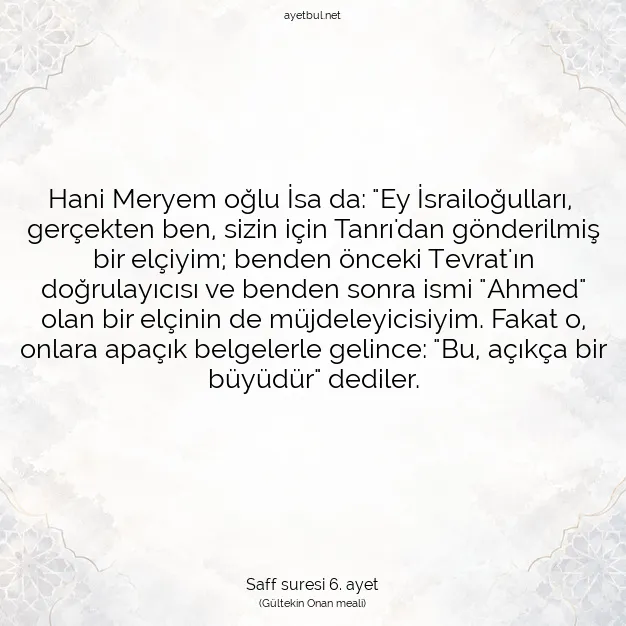 Ayetbul | Kuran Mealleri | Quran | Saff suresi 6. ayet