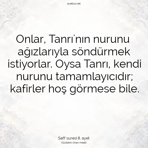 Ayetbul | Kuran Mealleri | Quran | Saff suresi 8. ayet