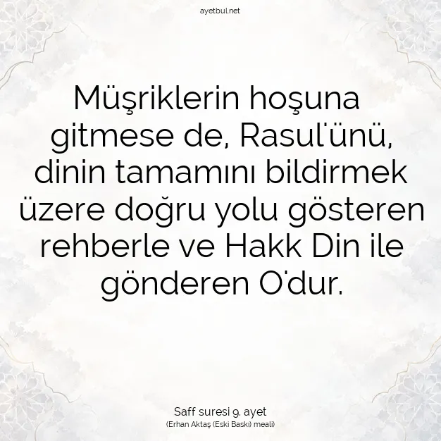 Ayetbul | Kuran Mealleri | Quran | Saff suresi 9. ayet