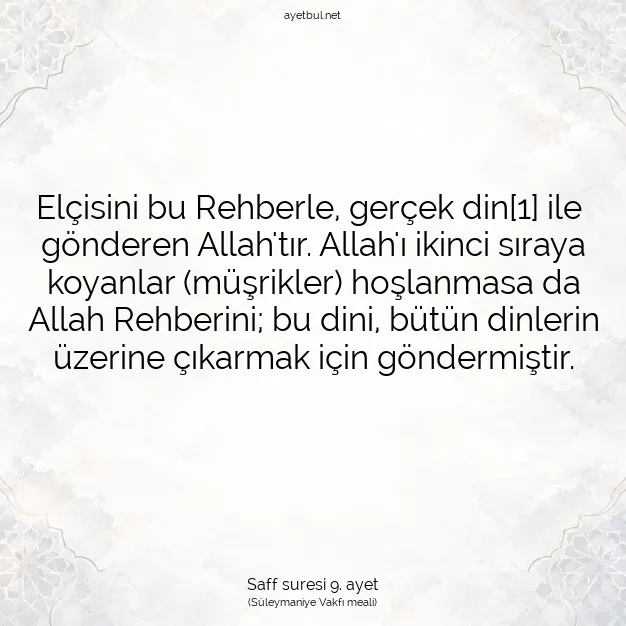 Ayetbul | Kuran Mealleri | Quran | Saff suresi 9. ayet