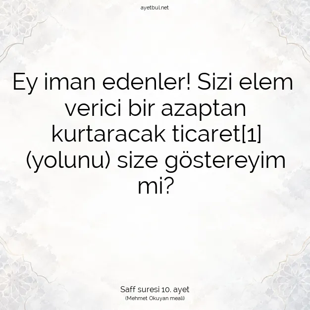 Ayetbul | Kuran Mealleri | Quran | Saff suresi 10. ayet
