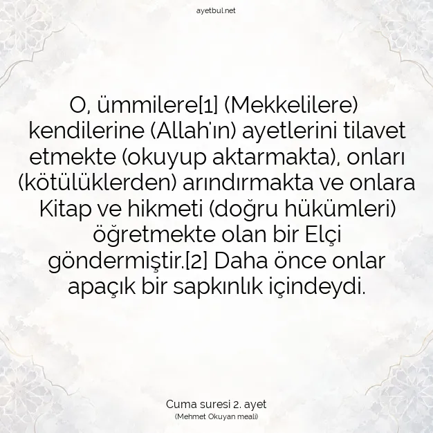 Ayetbul | Kuran Mealleri | Quran | Cuma suresi 2. ayet