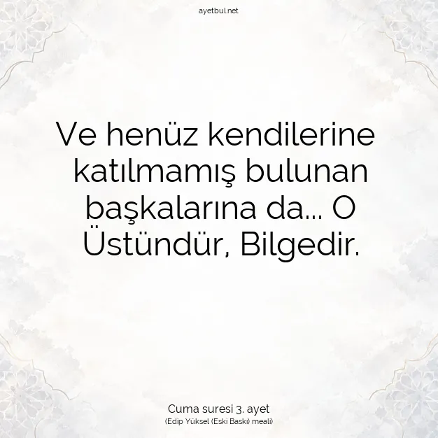 Ayetbul | Kuran Mealleri | Quran | Cuma suresi 3. ayet