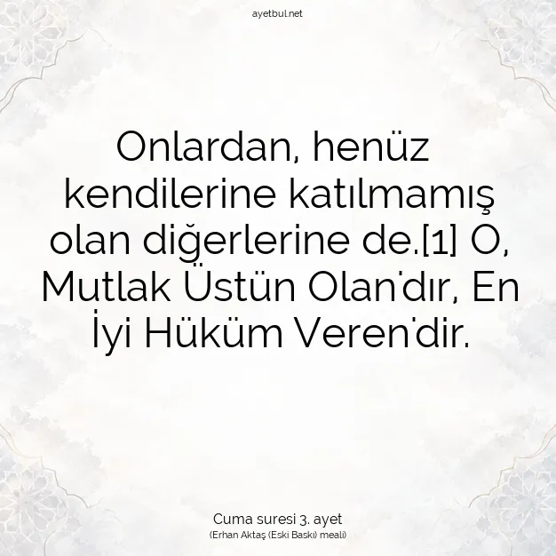 Ayetbul | Kuran Mealleri | Quran | Cuma suresi 3. ayet